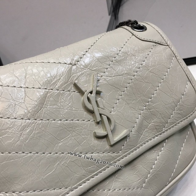 YSL专柜款女包 聖羅蘭經典款Niki油蠟抓皺牛皮小號郵差包 YSL肩背斜挎包 533037  jjh1178